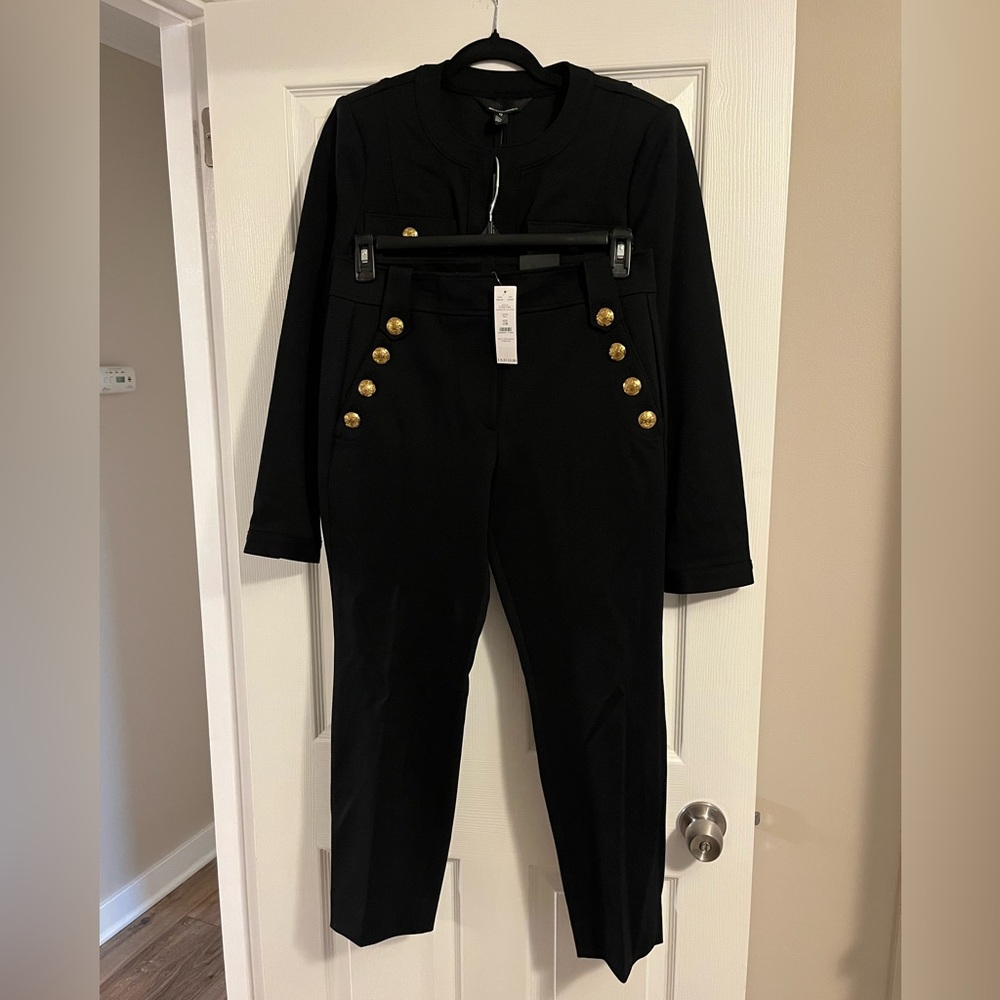 NWT White House Black Market Suit with Gold Accents